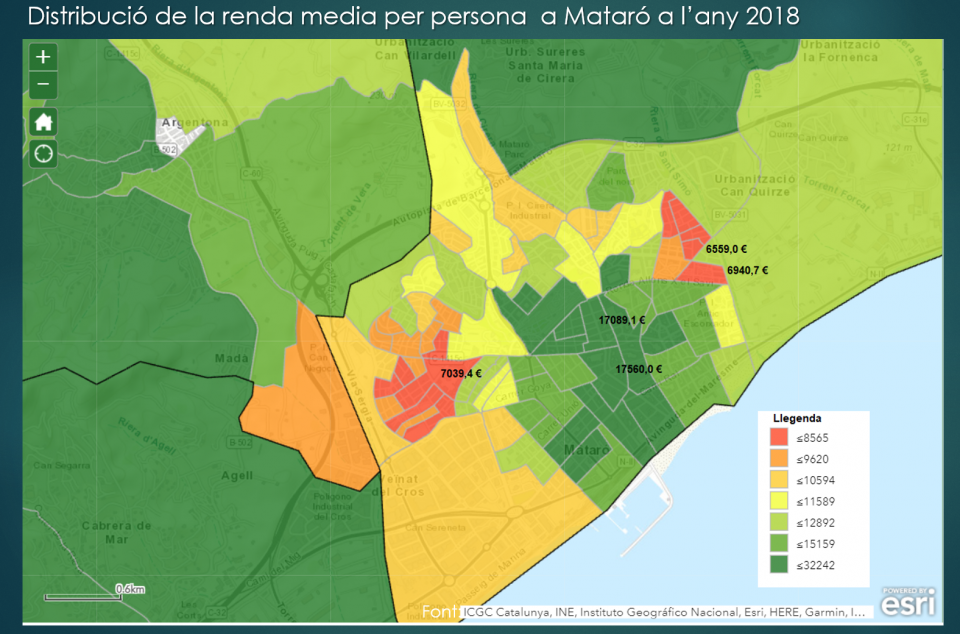      Mataró Renda media per persona