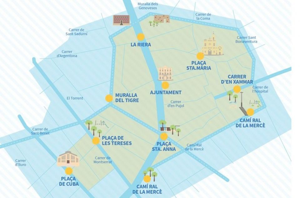 El mapa dels contenidors mòbils a Mataró. Foto: Ajuntament