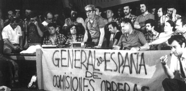 Imatge de la històrica assemblea de la Comissió Obrera Nacional de Catalunya. Barcelona, 11 de juliol de 1976