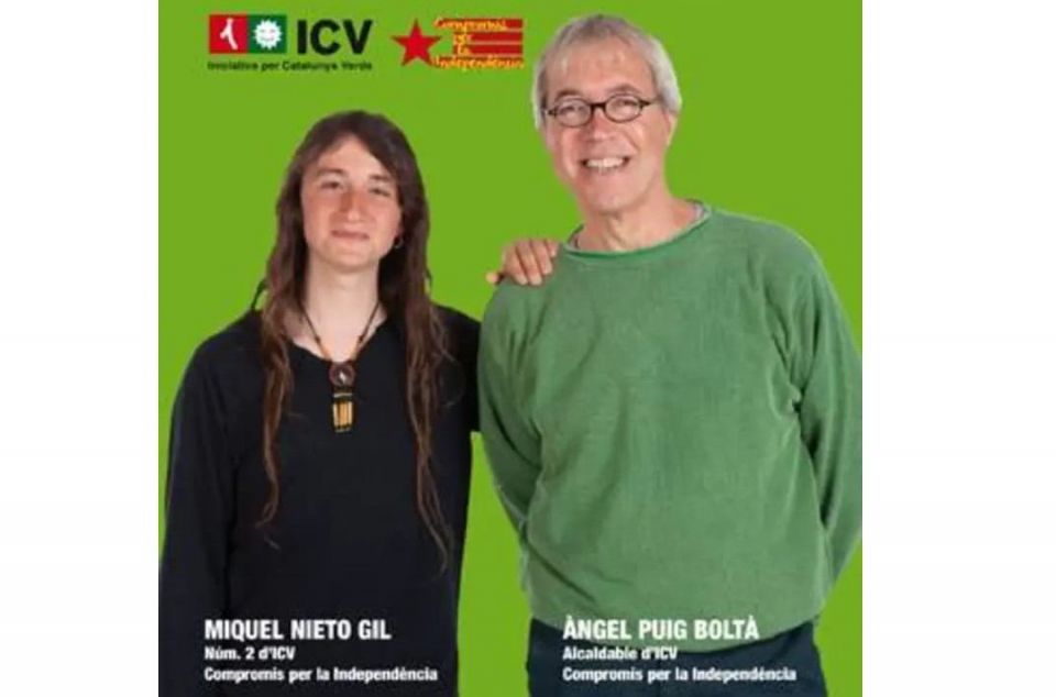 Nieto i Puig en una imatge de campanya electoral d'ICV del 2015, on van ser número 2 i 1 respectivament